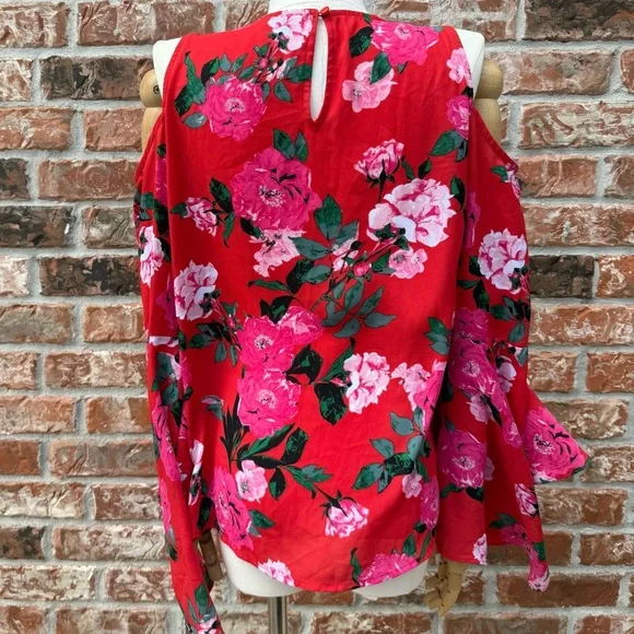 VTG Y2K Belle + Sky Red and White Bell Sleeve Blouse / S / Excellent condition - Picture 6 of 12